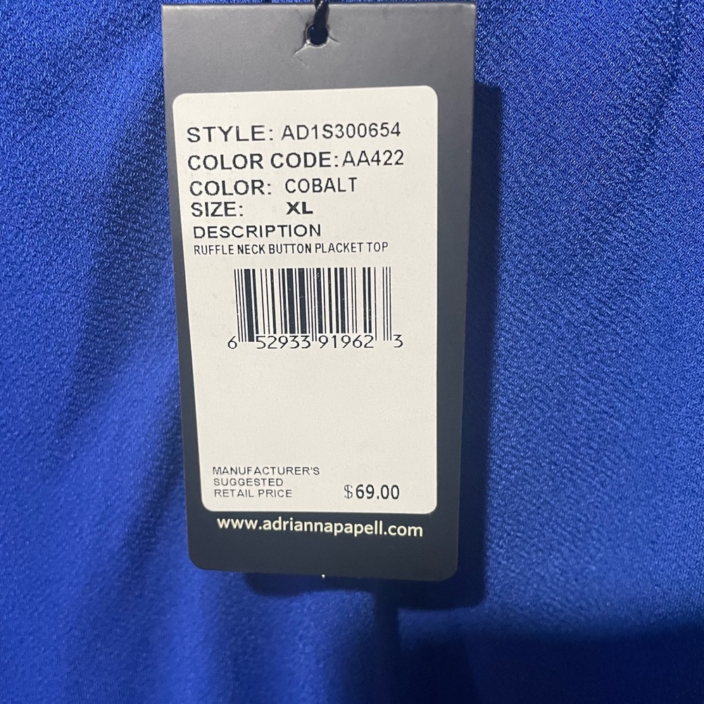 Adrianna Papell Cobalt Blue Ruffle Blouse - Picture 4 of 9